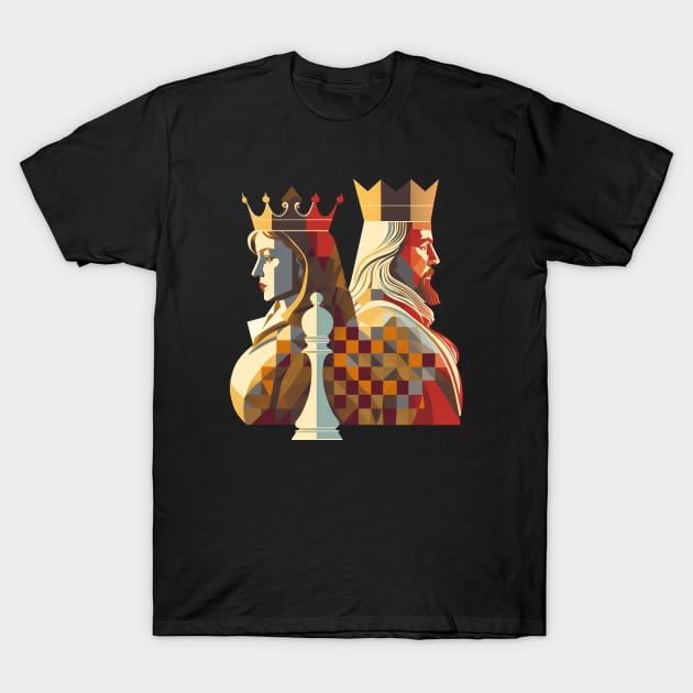 Colourful Chess Game Pieces T-Shirt by Bondoboxy